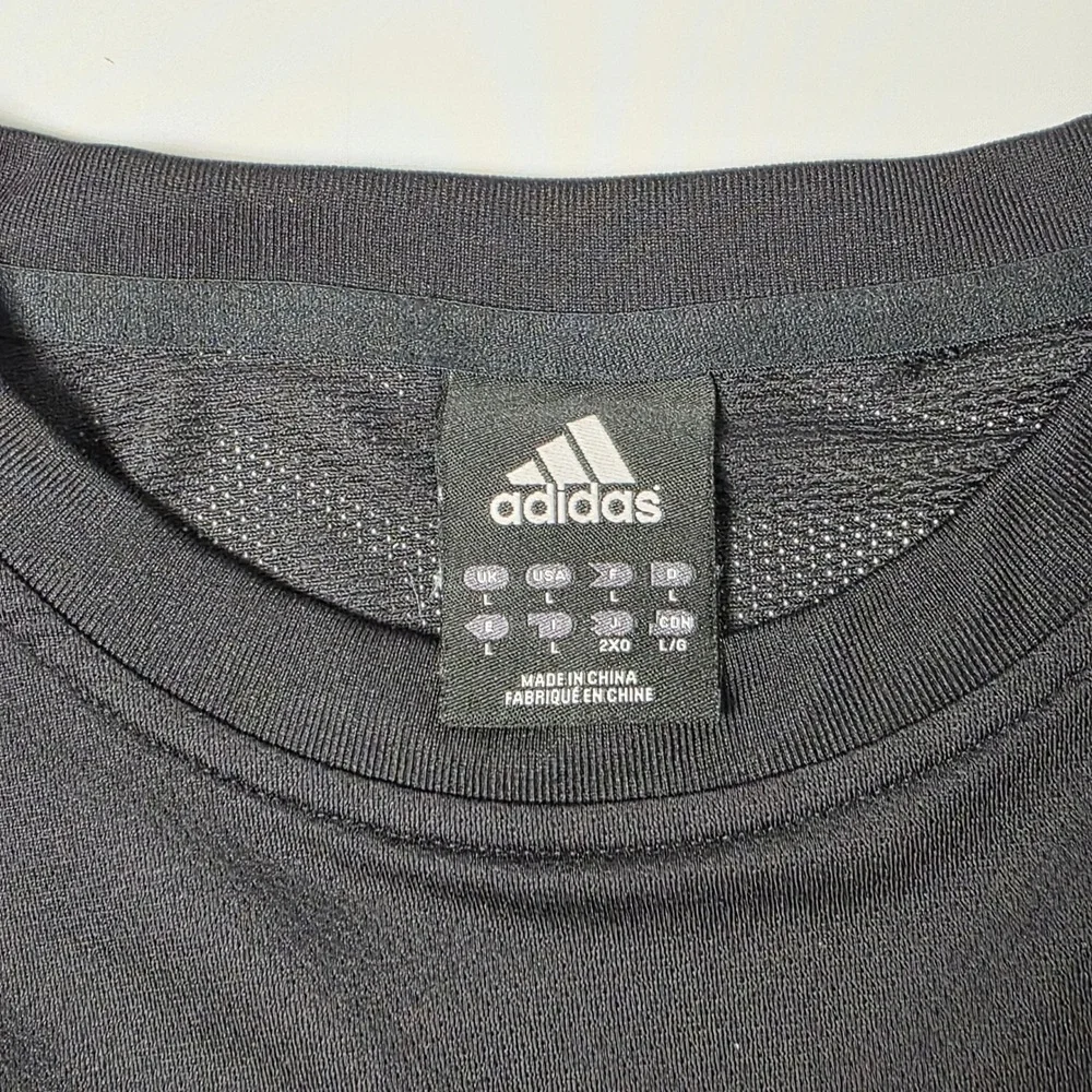Adidas T-Shirt Men Large Black‎ Active 360 Short Sleeve AZB004 Stripe Athletic